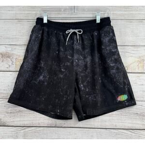 Slunks Black Splatter Lined Volleyball Shorts Adult XL Black Purple Athletic Gym